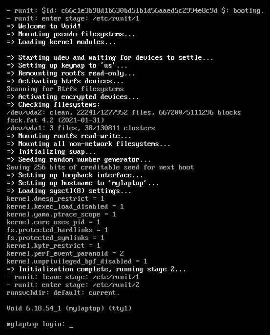The new system&rsquo;s login prompt