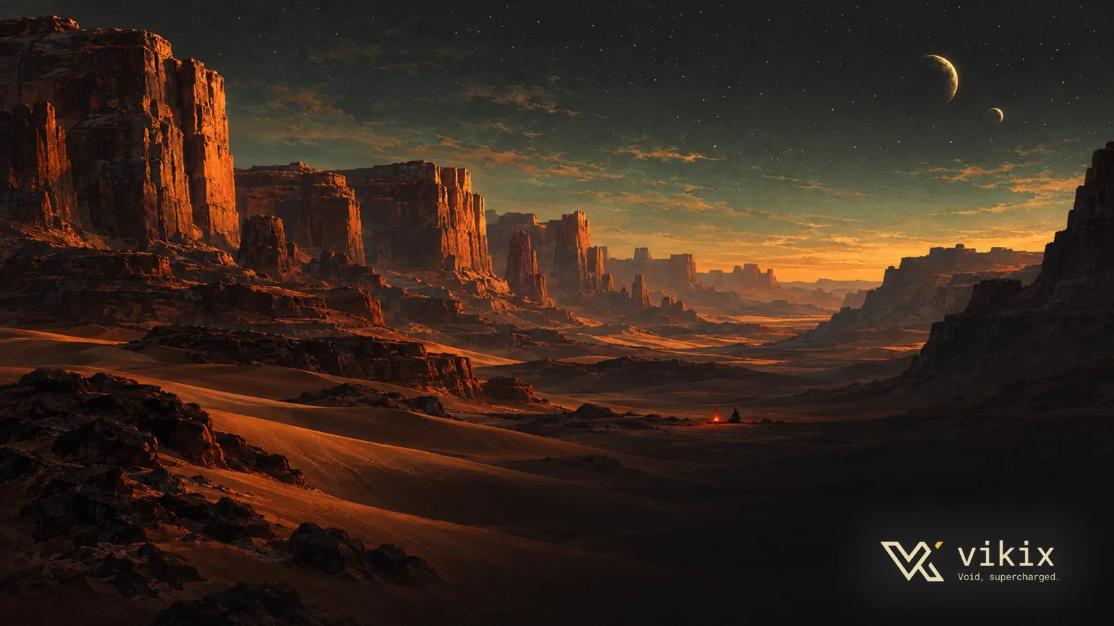 Warm evening light across a desert canyon.